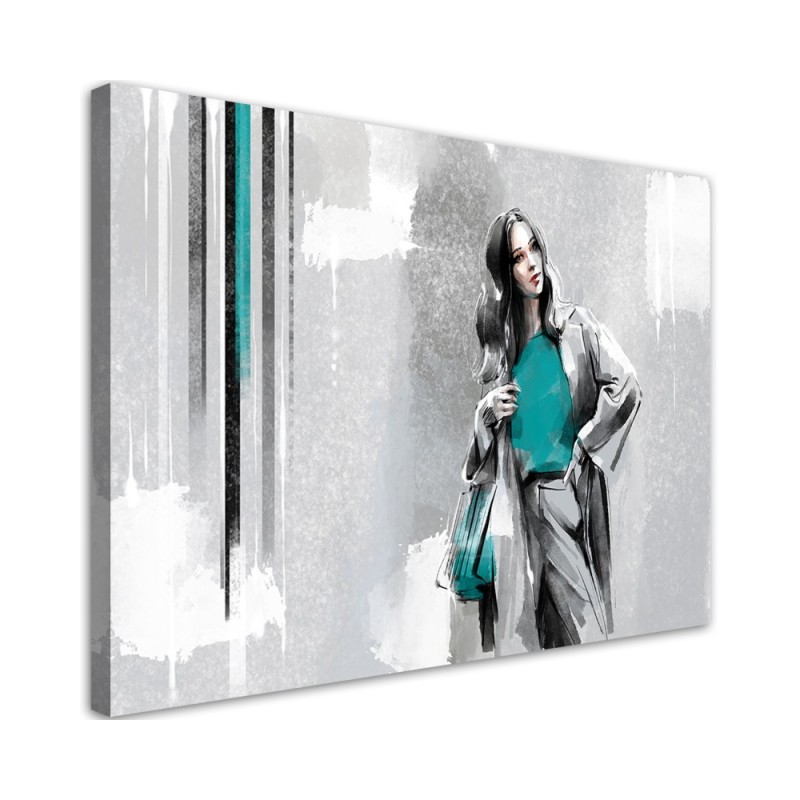 Bild auf Leinwand - Eine Frau in einem Mantel | Feeby