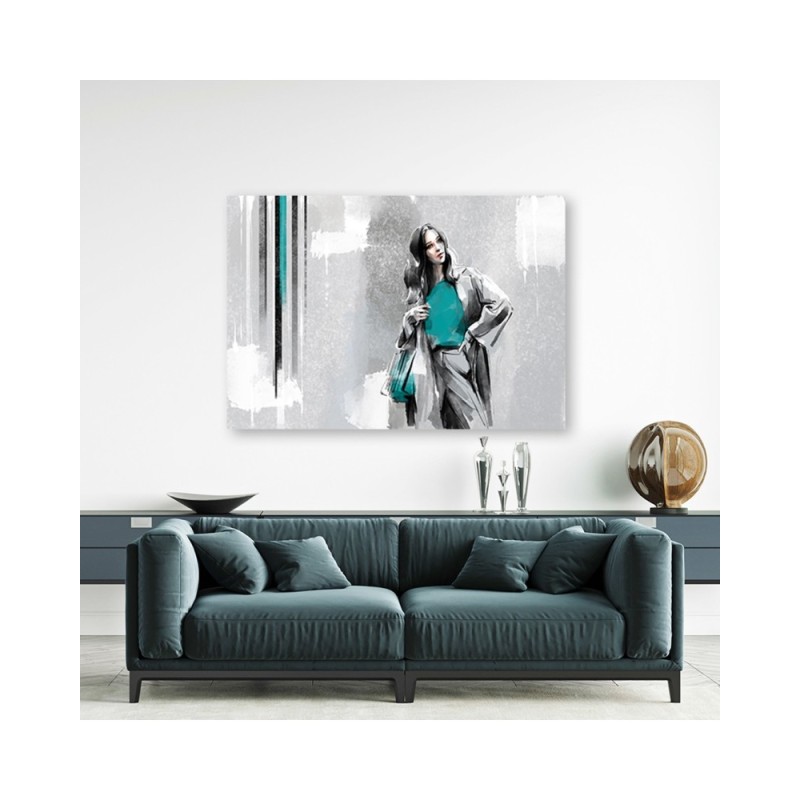 Bild auf Leinwand - Eine Frau in einem Mantel | Feeby