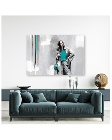 Bild auf Leinwand - Eine Frau in einem Mantel | Feeby