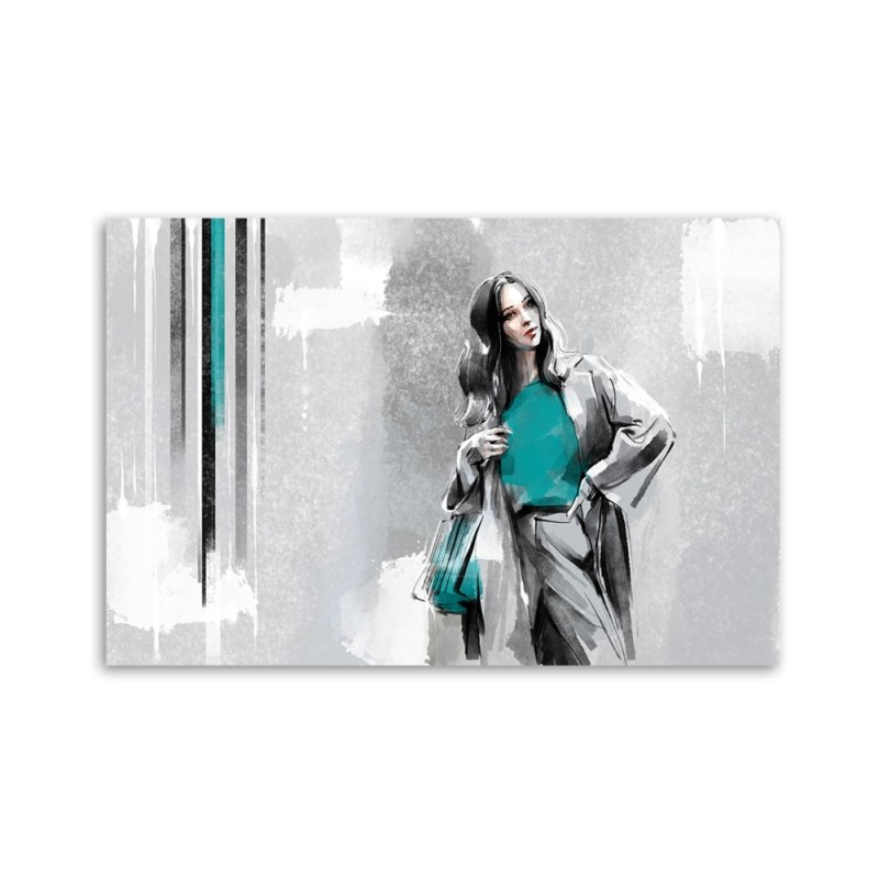 Bild auf Leinwand - Eine Frau in einem Mantel | Feeby