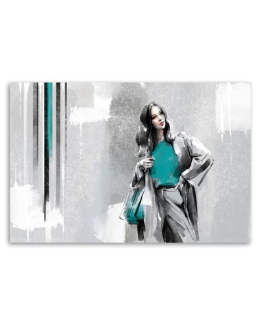 Bild auf Leinwand - Eine Frau in einem Mantel | Feeby