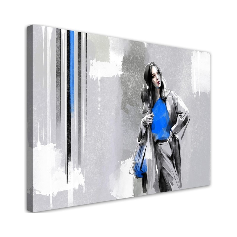 Leinwandbild - Eine Frau in einem Mantel | Feeby