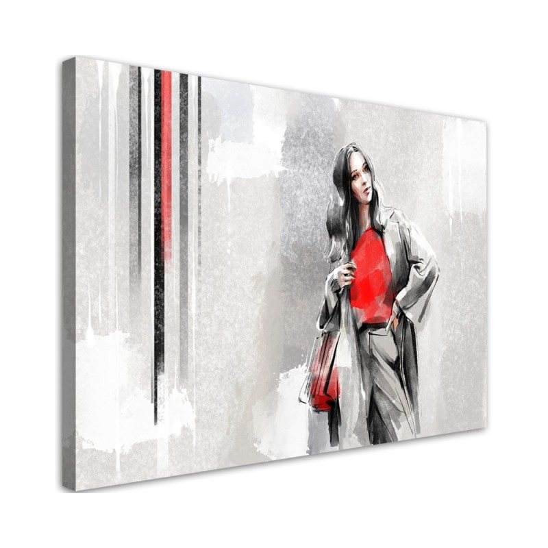 Wandbild für Wohnzimmer - Eine Frau in einem Mantel | Feeby