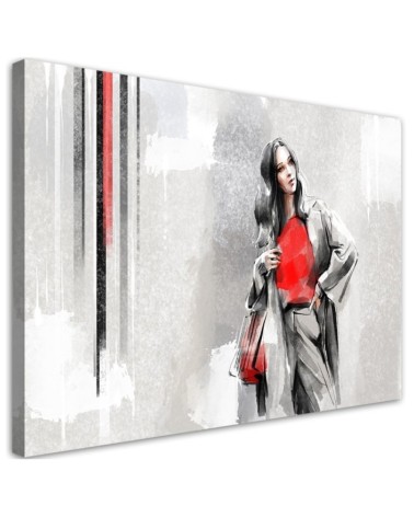 Wandbild für Wohnzimmer - Eine Frau in einem Mantel | Feeby