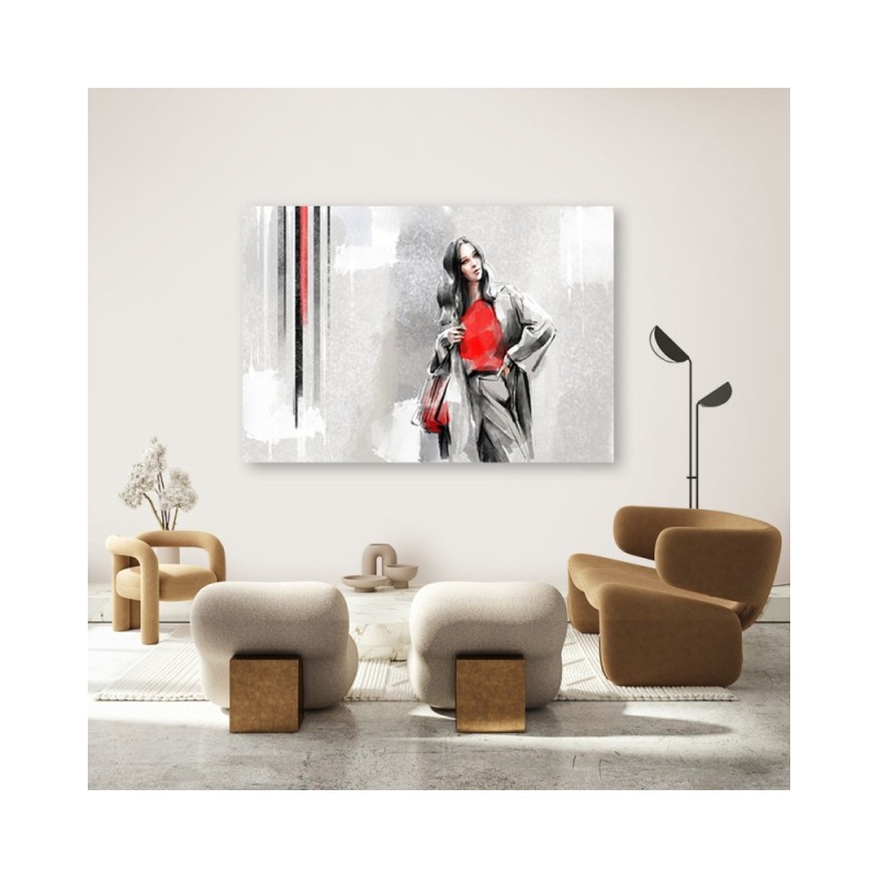 Wandbild für Wohnzimmer - Eine Frau in einem Mantel | Feeby