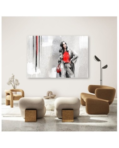 Wandbild für Wohnzimmer - Eine Frau in einem Mantel | Feeby