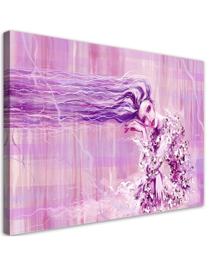 Leinwandbild - Eine Frau mit langen Haaren | Feeby