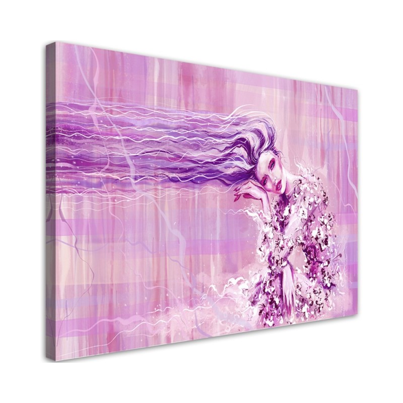 Leinwandbild - Eine Frau mit langen Haaren | Feeby