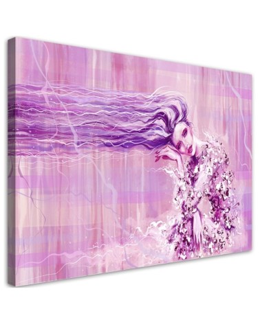 Leinwandbild - Eine Frau mit langen Haaren | Feeby