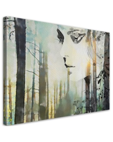 Bedroom painting - Abstract face of a woman in a forest | FEEBY