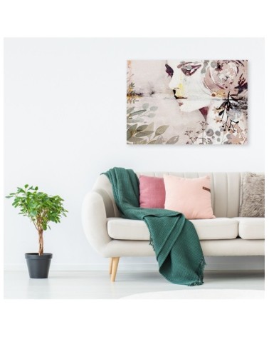 Leinwanddruck - Abstraktes Frau Gesicht mit Blumen | Feeby