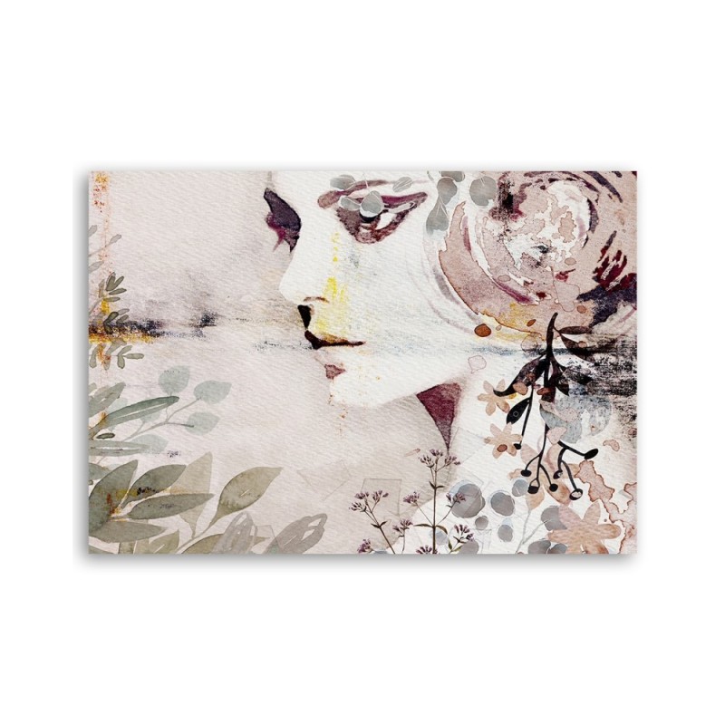 Leinwanddruck - Abstraktes Frau Gesicht mit Blumen | Feeby