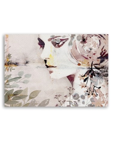 Leinwanddruck - Abstraktes Frau Gesicht mit Blumen | Feeby