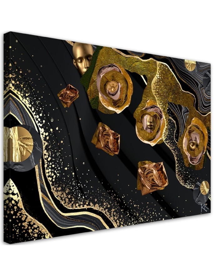 Dekoratives Leinwandbild - Goldene Gesichte Abstrakt | Feeby