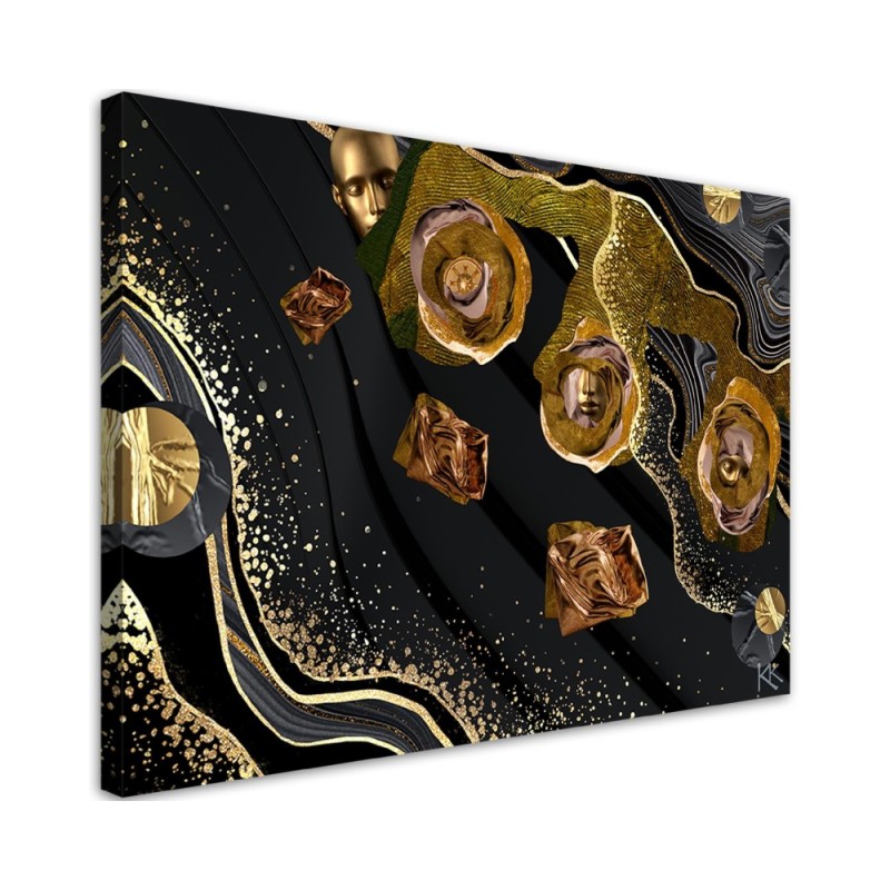 Dekoratives Leinwandbild - Goldene Gesichte Abstrakt | Feeby