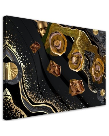 Stylish Canvas paintings for living room - Golden faces abstract | FEEBY