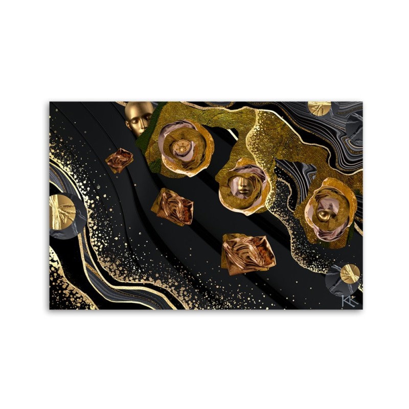 Dekoratives Leinwandbild - Goldene Gesichte Abstrakt | Feeby