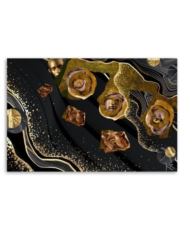 Dekoratives Leinwandbild - Goldene Gesichte Abstrakt | Feeby