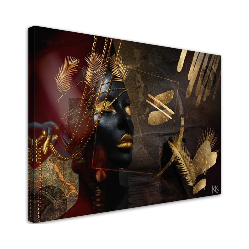 Leinwandbild - Afrikanische Frau Gold Abstraktion | Feeby
