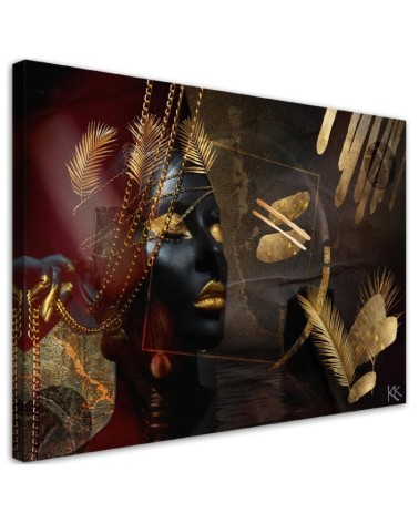 Leinwandbild - Afrikanische Frau Gold Abstraktion | Feeby