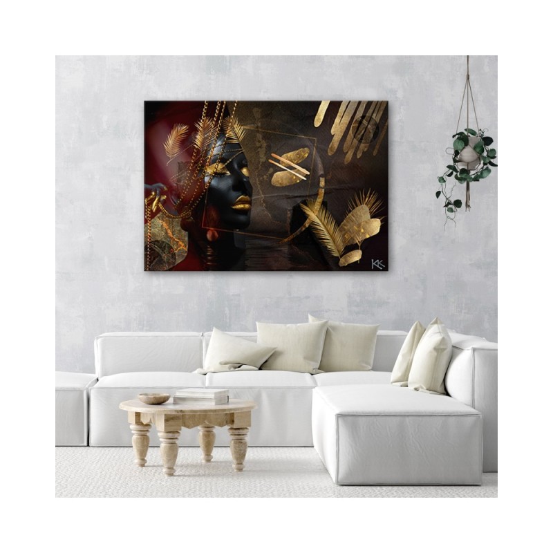 Leinwandbild - Afrikanische Frau Gold Abstraktion | Feeby