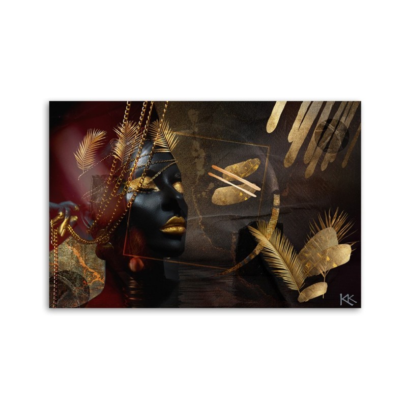 Leinwandbild - Afrikanische Frau Gold Abstraktion | Feeby