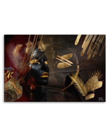 Leinwandbild - Afrikanische Frau Gold Abstraktion | Feeby