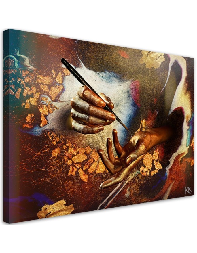 Bild auf Leinwand - Hände aus Gold | Feeby