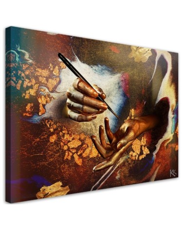 Bild auf Leinwand - Hände aus Gold | Feeby