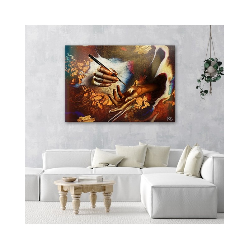 Bild auf Leinwand - Hände aus Gold | Feeby