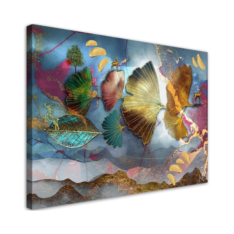 Leinwandbild - Bunte Blätter Abstraktion | Feeby