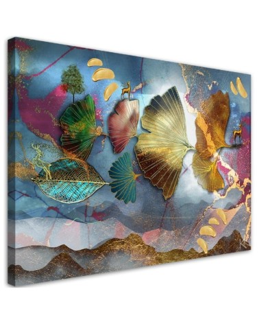 Elegant Canvas paintings for living room - Coloured leaves abstract | FEEBY