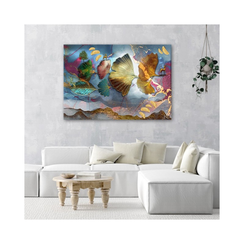 Leinwandbild - Bunte Blätter Abstraktion | Feeby