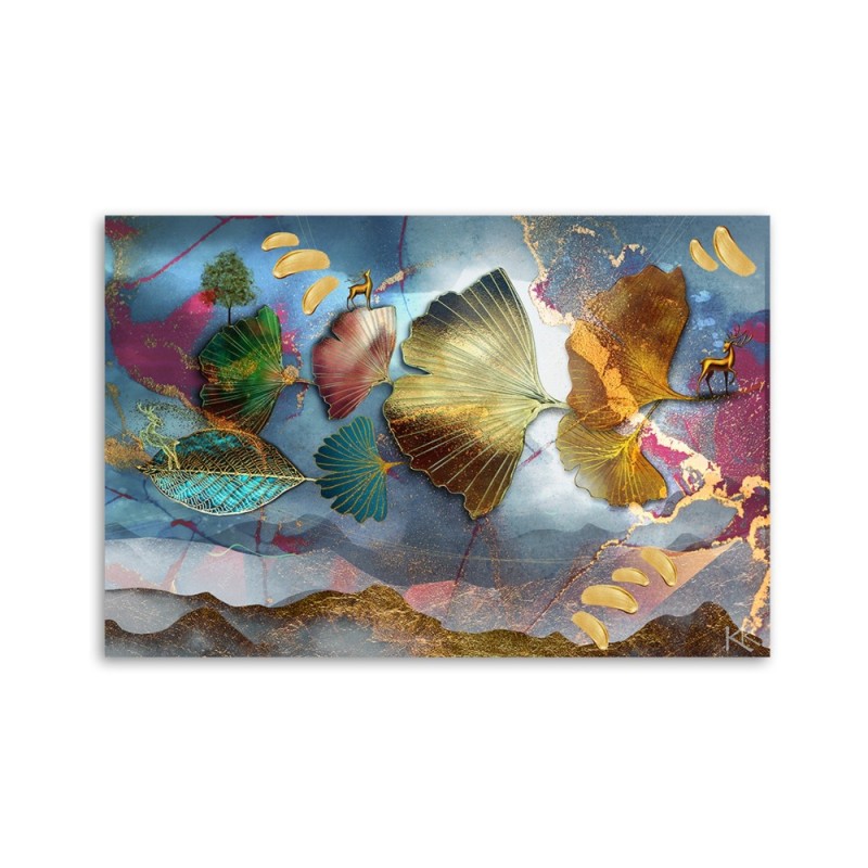 Leinwandbild - Bunte Blätter Abstraktion | Feeby