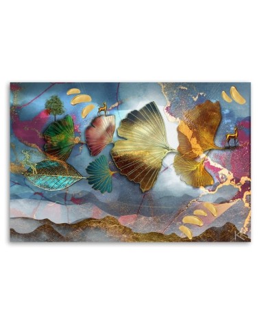 Leinwandbild - Bunte Blätter Abstraktion | Feeby