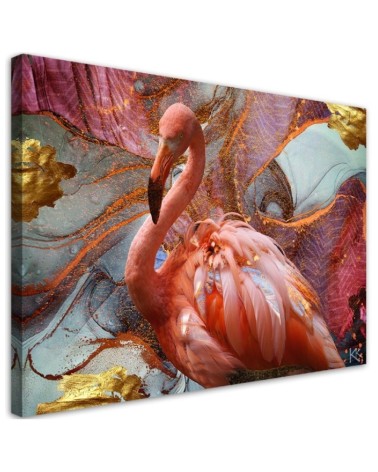 Wandbild für Wohnzimmer - Rosa Flamingo Abstraktion | Feeby