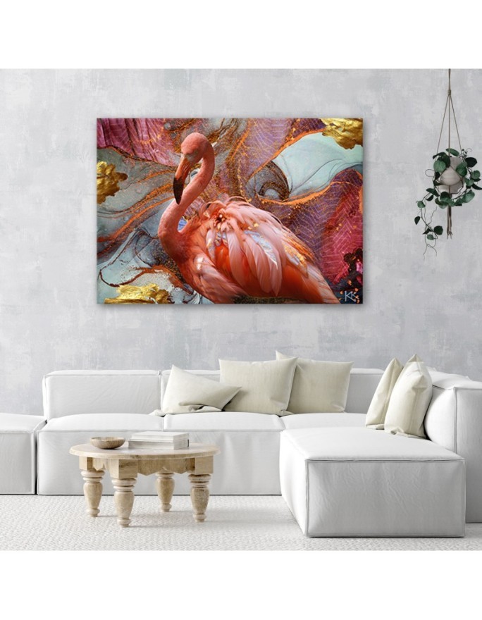 Obraz na płótnie canvas - Różowy flaming abstrakcja | FEEBY