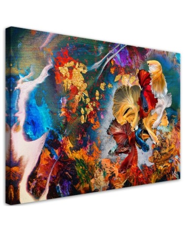 Modernes Wandbild - Farbenfrohe Fisch Abstraktion | Feeby