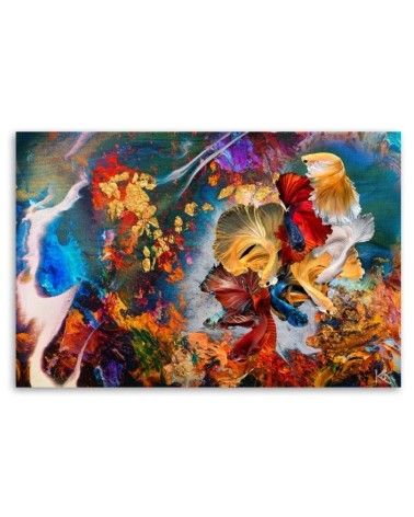 Modernes Wandbild - Farbenfrohe Fisch Abstraktion | Feeby