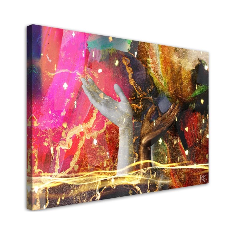 Dekoratives Leinwandbild - Farbenfrohe Hände Abstraktion | Feeby