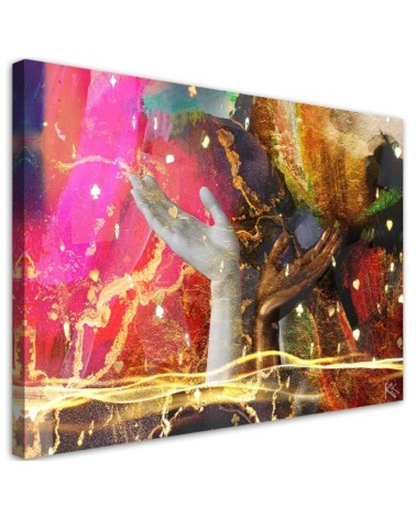 Dekoratives Leinwandbild - Farbenfrohe Hände Abstraktion | Feeby