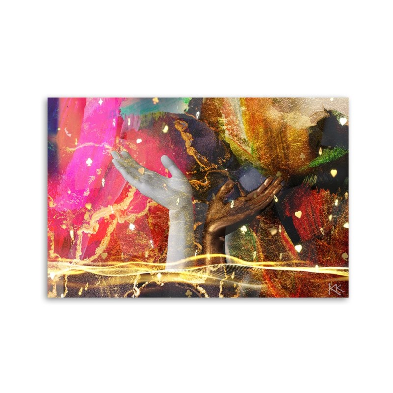 Dekoratives Leinwandbild - Farbenfrohe Hände Abstraktion | Feeby