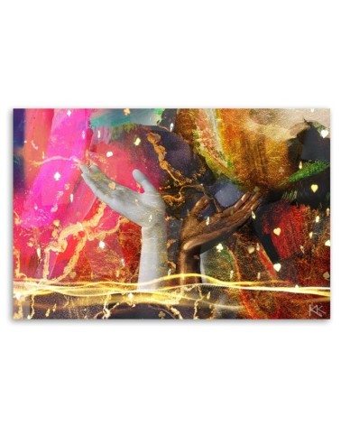 Dekoratives Leinwandbild - Farbenfrohe Hände Abstraktion | Feeby