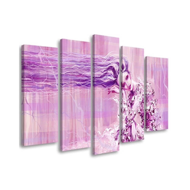 Canvas print for bedroom 5 parts - Woman with long hair | FEEBY