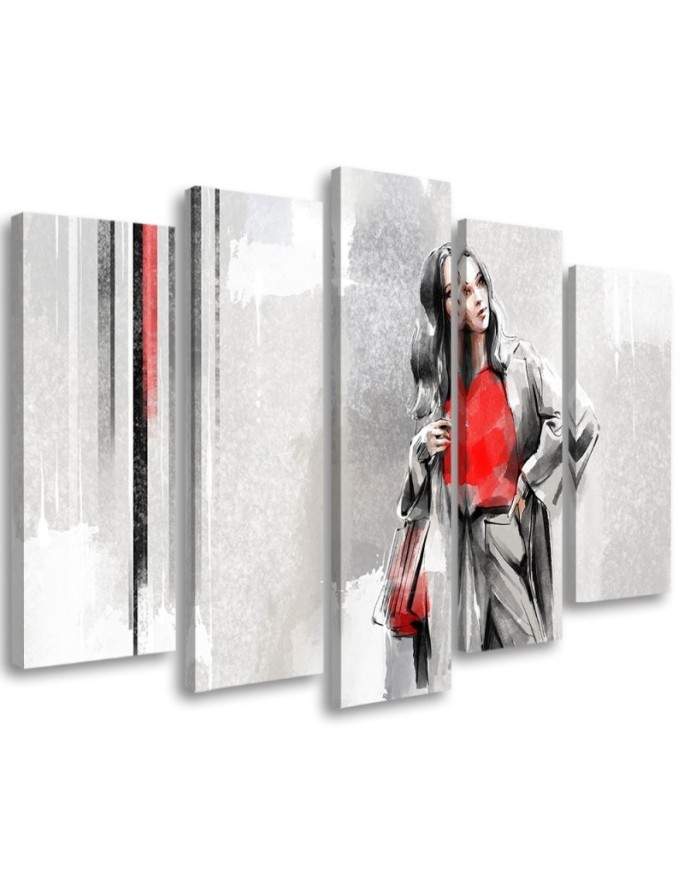 Wandbild für Wohnzimmer - Eine Frau in einem Mantel | Feeby