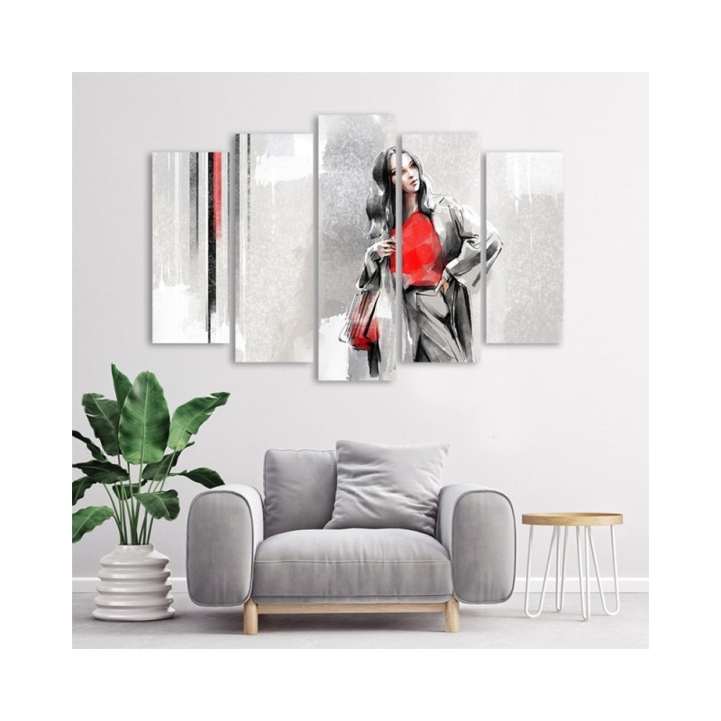 Wandbild für Wohnzimmer - Eine Frau in einem Mantel | Feeby