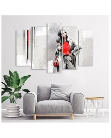 Wandbild für Wohnzimmer - Eine Frau in einem Mantel | Feeby