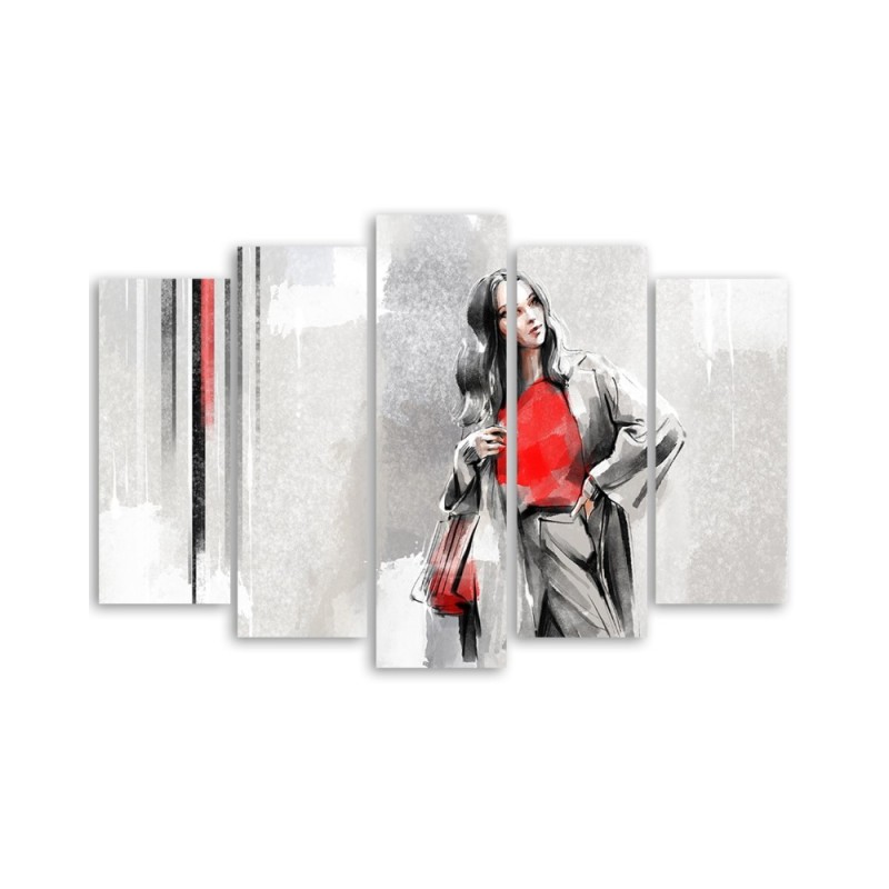 Wandbild für Wohnzimmer - Eine Frau in einem Mantel | Feeby