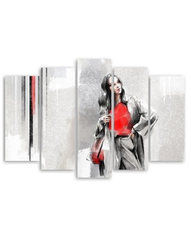 Wandbild für Wohnzimmer - Eine Frau in einem Mantel | Feeby