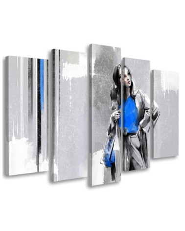 Modern five-piece painting - Woman with coat | FEEBY